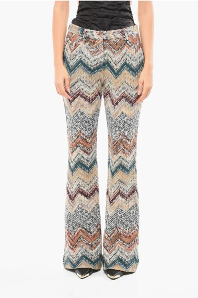 MISSONI CROCHET FLARED TROUSERS WITH GEOMTRIC PATTERN