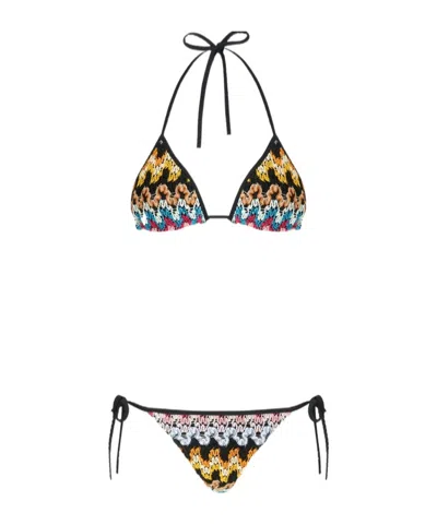 Missoni Crochet-knit Bikini Set In Black