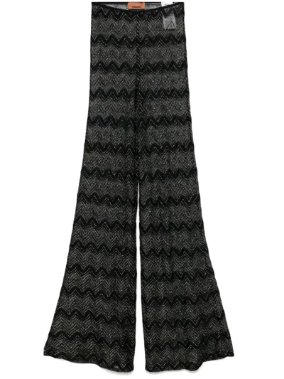 Missoni Crochet-knit Flared Trousers In Black