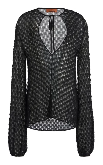 Missoni Crochet-knit Top In Black
