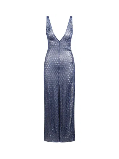 Missoni Crochet-knit Lurex Maxi Dress In Lapis Blue