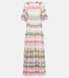 Missoni Short Sleeve Long Dress With Floral Lace Details In Multicoloured