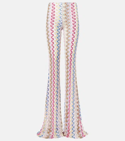 Missoni Crochet Metallic Flared Pants In Multicoloured