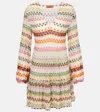 Missoni Long Sleeve Short Dress With Zig Zag Lace Pattern In Multicoloured