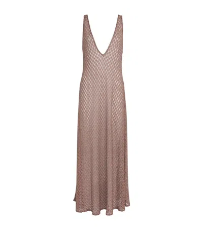 Missoni Crochet Sleeveless Maxi Dress In Gray