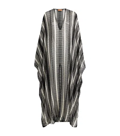 Missoni Crochet Stripe Maxi Kaftan In Black