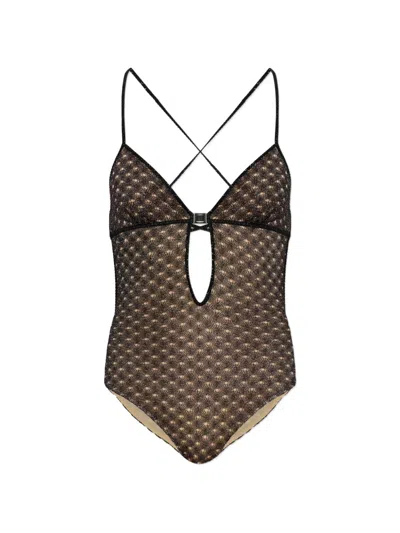 Missoni Crochet-knit Cutout Swimsuit In Black