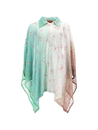 Missoni Crochet-knit Floral-embroidered Top In Green