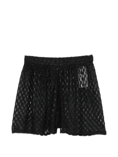 Missoni Crochet-knit Lamé Shorts In Black