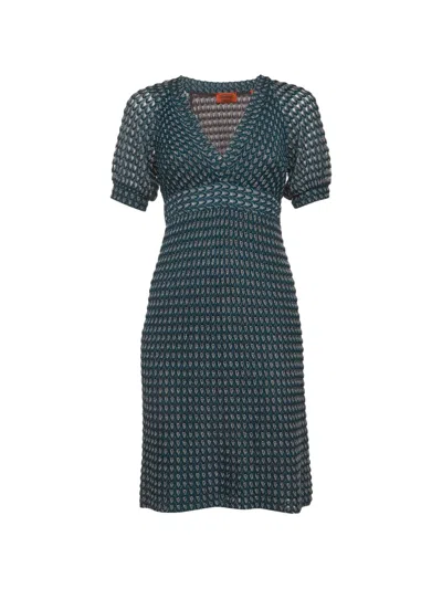 Pre-owned Missoni Crochet-knit Midi Dress In Blue