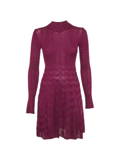 Pre-owned Missoni Crochet-knit Mini Dress In Purple