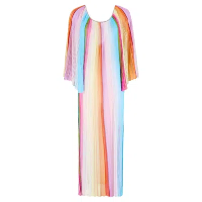 Pre-owned Missoni Crochet-knit Striped Beach Dress/cover Up In Sand