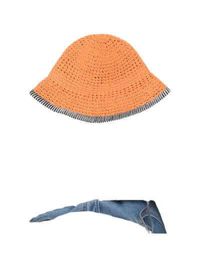 Missoni Crochet-knit Striped-trim Bucket Hat In Orange