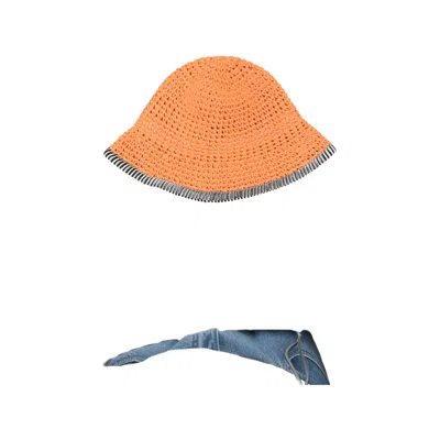 Missoni Crochet-knit Striped-trim Bucket Hat In Orange
