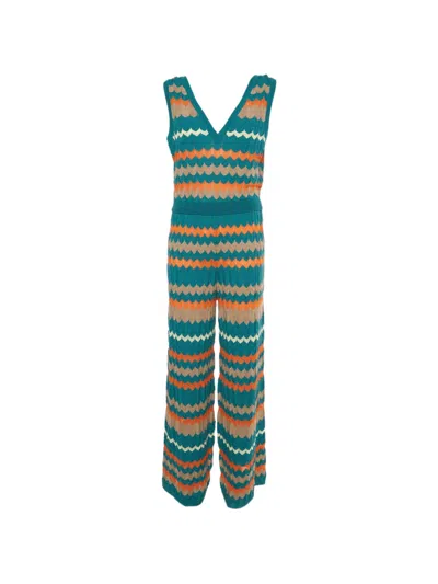 Pre-owned Missoni Crochet-knit Wide-leg Jumpsuit In Blue