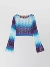 Missoni Cropped Glitter Knit Top With Zigzag Embroidery
