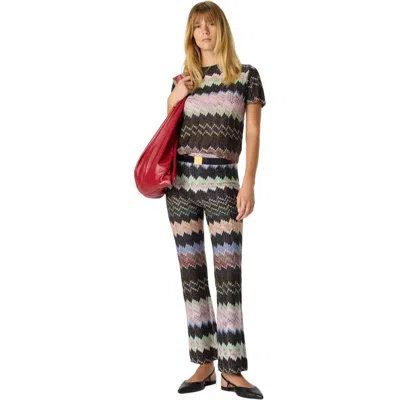 Missoni Cropped Trousers In Viscose Lamé Snake Motif In Gray