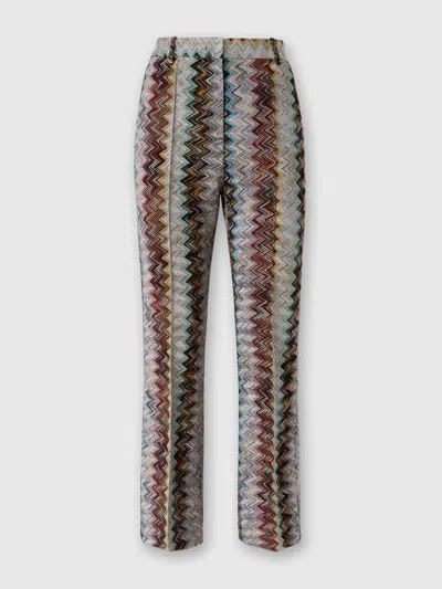 Missoni Cropped Trousers With Lamé Slub Zigzag Motif In Multicoloured