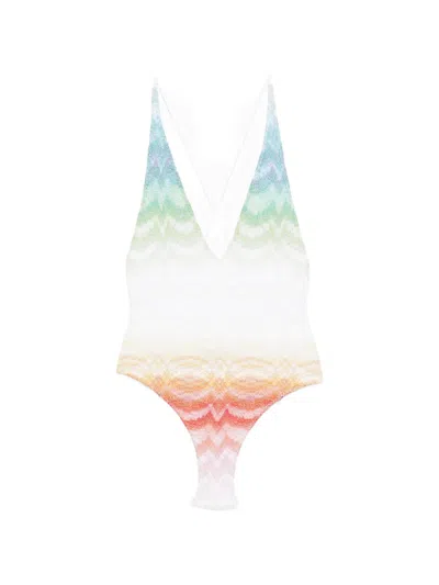 Missoni Cross-back Chevron Swimsuit In Multi