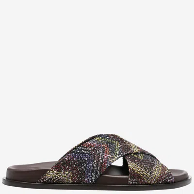 Missoni Crossed Sandals With Sequins In Red