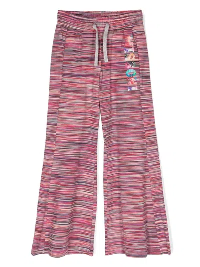 Missoni Kids' Crystal-embellished Cotton Track Trousers In Rosa