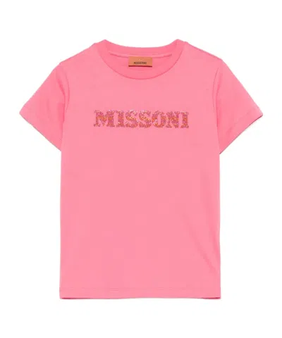Missoni Crystal-logo T-shirt In Pink