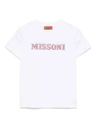 Missoni Kids' Crystal-logo T-shirt In White