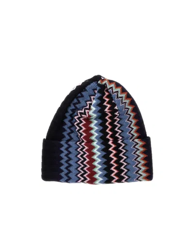 Missoni Cuffed Knit Hat In Blue