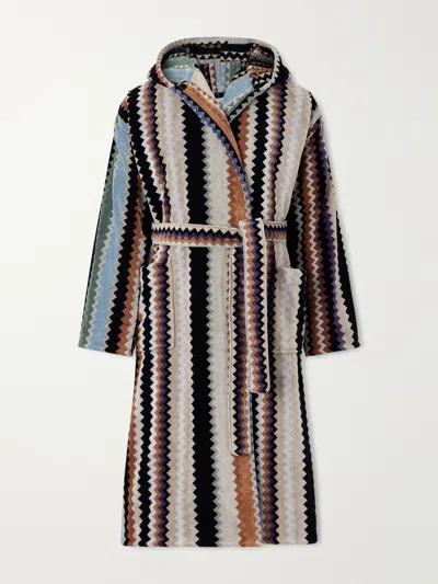 Missoni Curt Striped Cotton-terry Hooded Robe In Multi