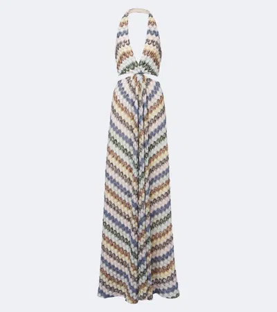 Missoni Striped Metallic Crochet Maxi Dress In Multi