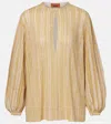 Missoni Cutout Lamé Blouse In Yellow