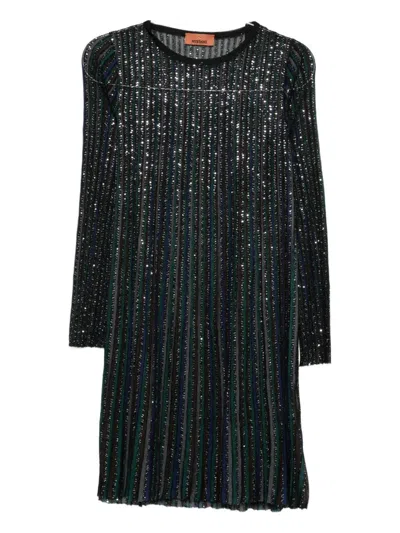 Missoni Knee-length Long Sleeve Dress Sequins In Black
