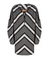 Missoni Black Chevron Viscose Mini Dress With Oversized Sleeves In Black