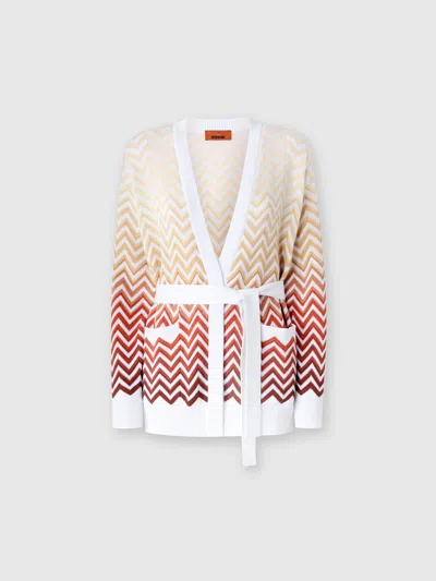 MISSONI CARDIGAN MIT DÉGRADÉ-CHEVRON-MOTIV UND GÜRTEL