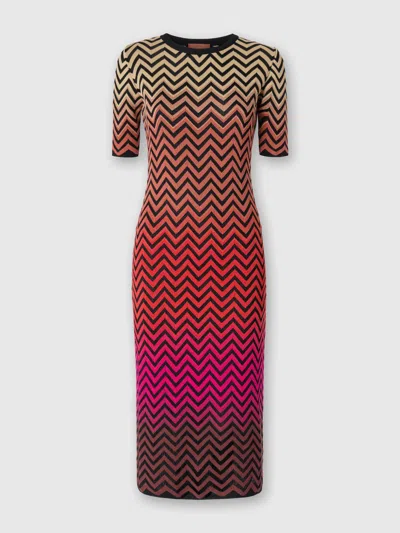 MISSONI MIDIKLEID MIT DEGRADIERTEN CHEVRON-MOTIVEN