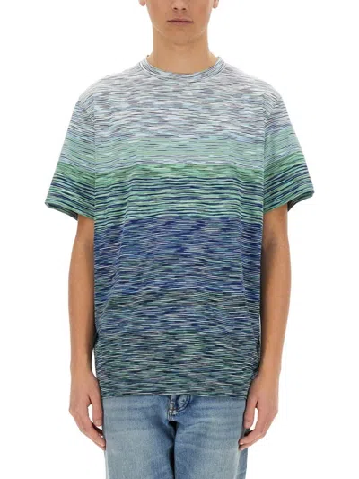 Missoni Space Dye Crew Neck Tee In Blue