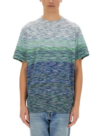 Missoni Space Dye Crew Neck Tee In Blue