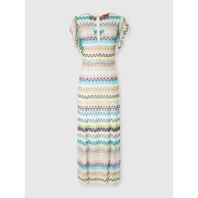 Missoni Dégradé Lace Long Dress With V-neck And Ruffled Sleeves