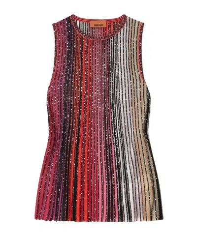 Missoni Dégradé Sequin-embellished Crochet-knit Tank In Multi