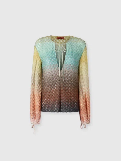 MISSONI DÉGRADÉ-SPITZENBLUSE MIT V-AUSSCHNITT