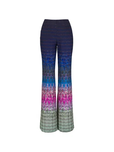 Missoni Dégradé Viscose Lamé Flare Trousers In Blue