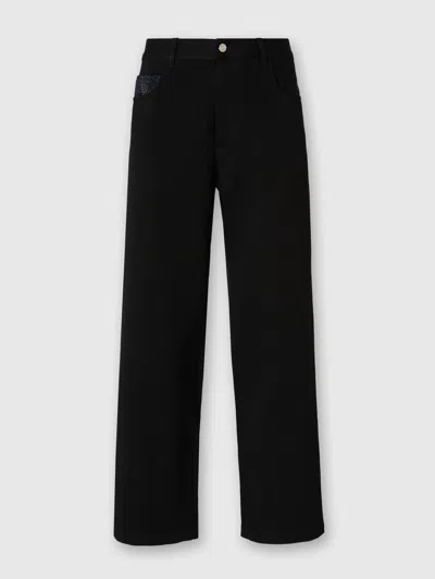MISSONI DENIM-CARGOHOSE MIT CHEVRON-STRICKEINSÄTZEN