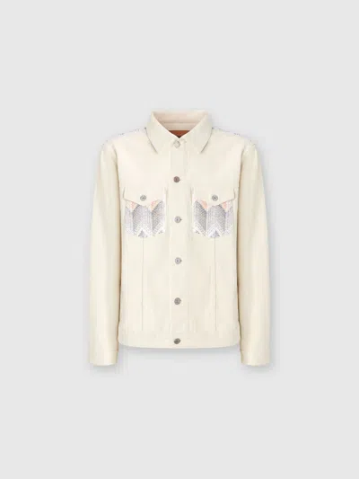 MISSONI DENIM JACKET WITH CHEVRON KNIT INSERTS