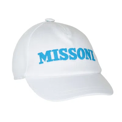 Missoni Designer Baseball Cap In White/blue