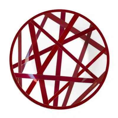 Missoni Dessert Plate Nastri Multicolor  Diam. 8.5" In Bordeaux