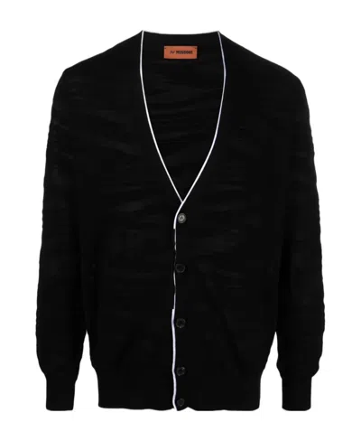 Missoni Devoré-effect Wool Blend Cardigan In Black