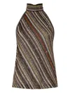 Missoni Diagonal Striped Beige And Brown Sleeveless Top In Multi
