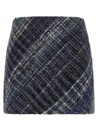 Missoni Diagonal-check Wool Blend Skirt In Navy