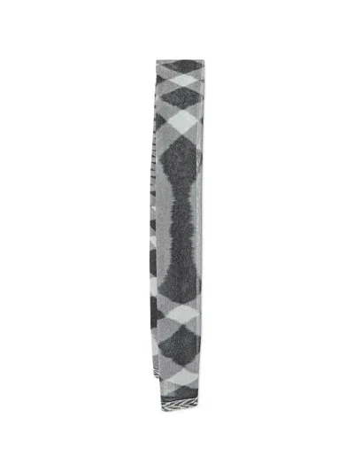Pre-owned Missoni Diamond-pattern Lurex-knit Scarf In Gray