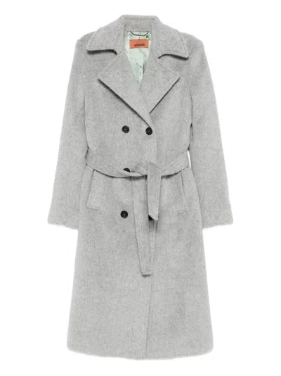 Missoni Double-breasted Belted Coat In Gray
